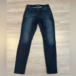 Silver Jeans Suki Super Skinny Polka Dot Dark Wash Stretch Denim Size 27